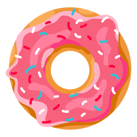 Donut Transparent Background (salmon, black, orange, pink)