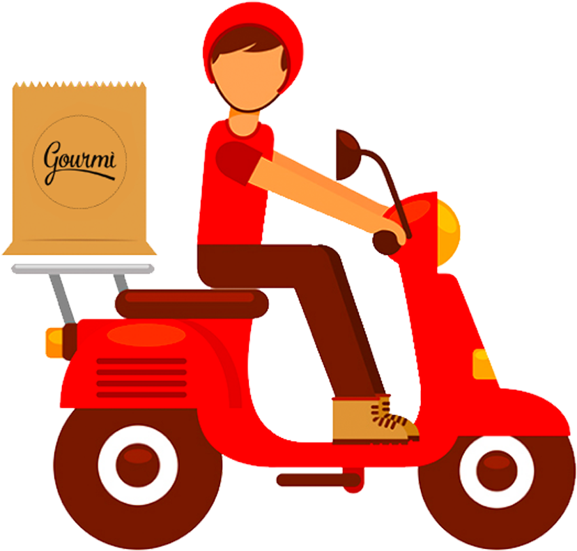 Food Delivery Scooter Png Image (salmon, white, red, black, maroon)