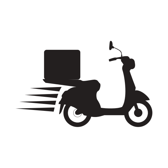 Food Delivery Scooter Png Isolated Image (black)