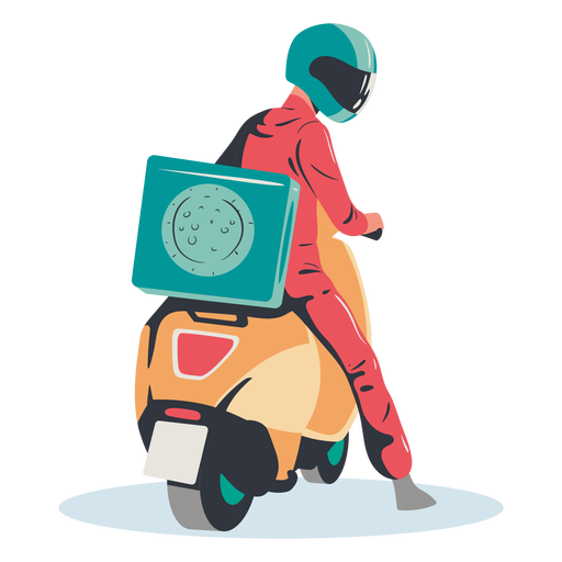 Food Delivery Scooter Png Isolated Picture (teal, salmon, indigo, lavender, black)