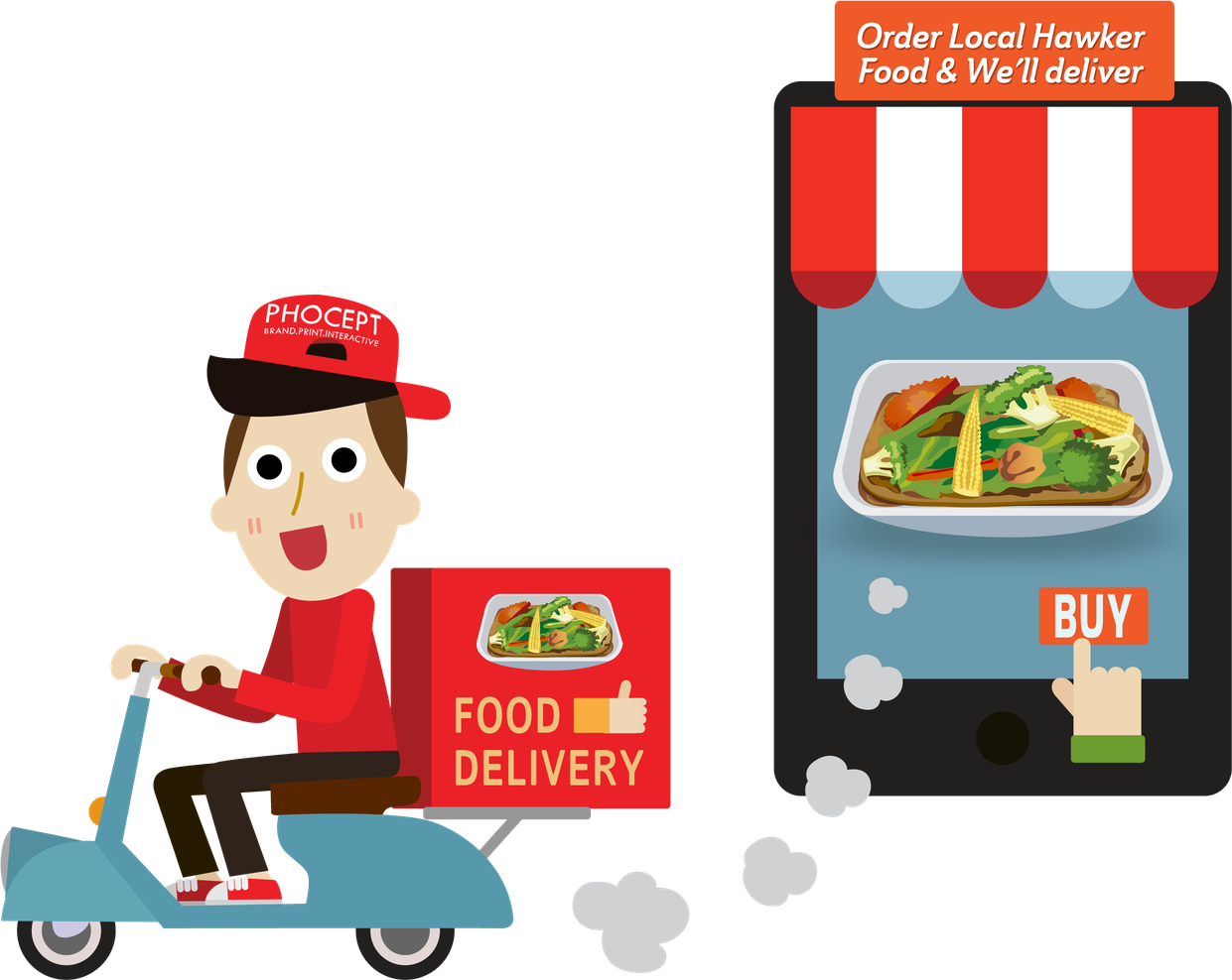 Food Delivery Scooter Png Photos (black, red, gray, white)