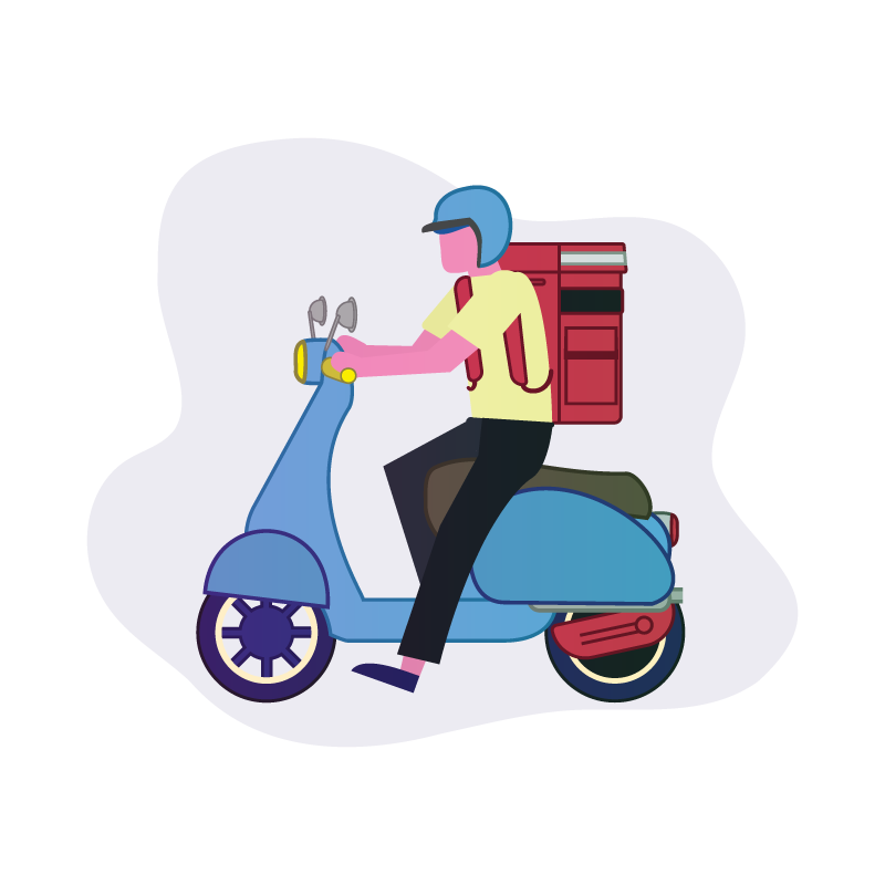 Food Delivery Scooter Png Transparent (black, white, gray, lavender)