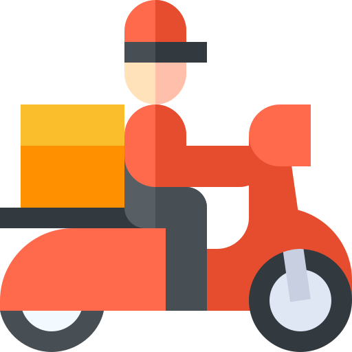 Food Delivery Scooter Transparent Png (orange, salmon, chocolate, gray, black)