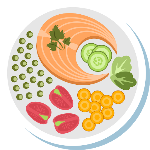 Food Plate Clipart Png (salmon, lavender, silver, black, white)