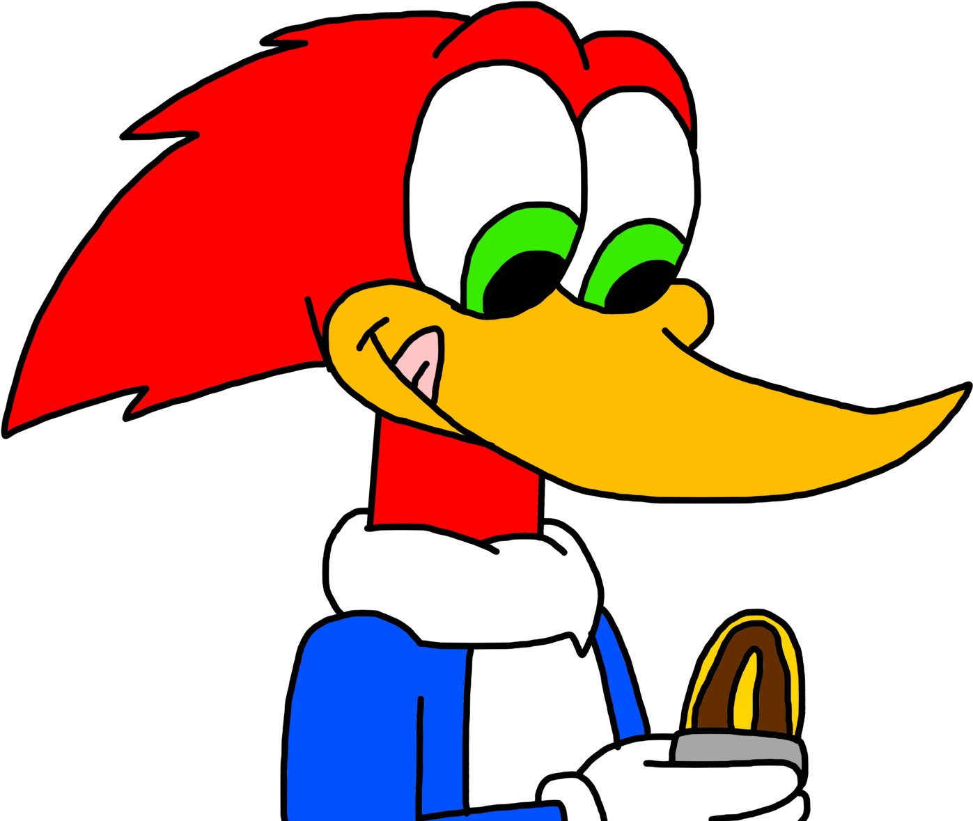 Woody Woodpecker Transparent Isolated Background (red, blue, black, white, orange)