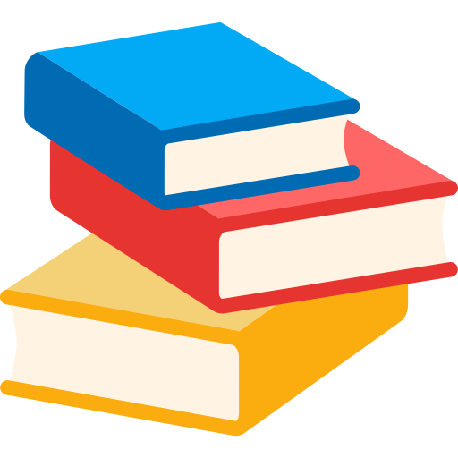 Book Stack No Background (chocolate, orange, black, greenish blue, beige)