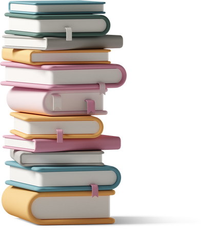 Book Stack Png Pic (white, black, silver, beige, pink)