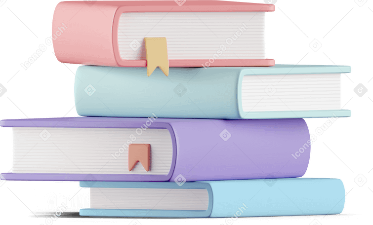 Book Stack Png (mint, black, lavender, silver, beige)