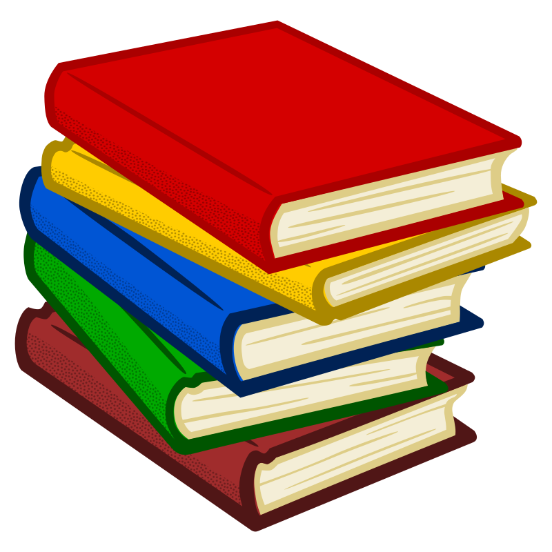 Books Png File (teal, gold, black, green, red)