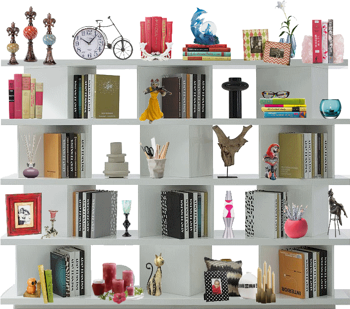 Bookshelf Modern Png File (black, silver)