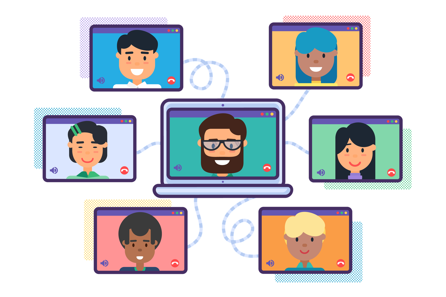 Zoom Meeting Png Isolated File (lavender, black, salmon, teal, greenish blue)