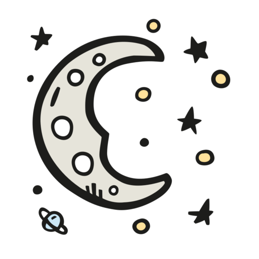 Moon Dreamy Free Png Icon (white, beige, black)