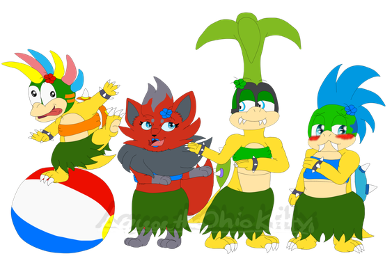 Koopalings Transparent Background (gray, olive, black, white, green)