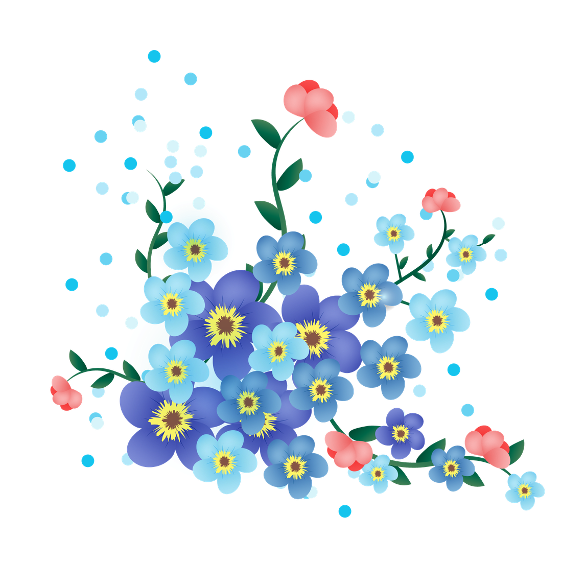 Forget Me Not Flower Png Image (black, white)