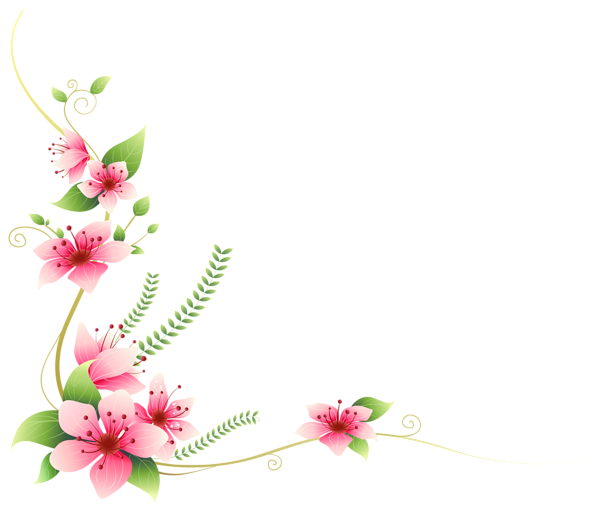 Corner Floral Decoration Png Clipart (black)