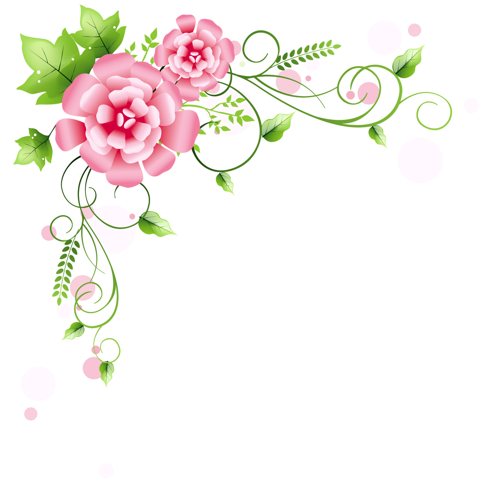 Corner Floral Decoration Png Image (black, white)