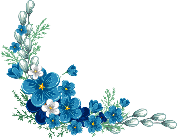 Corner Floral Decoration Png Transparent Image (black, navy, white, teal)