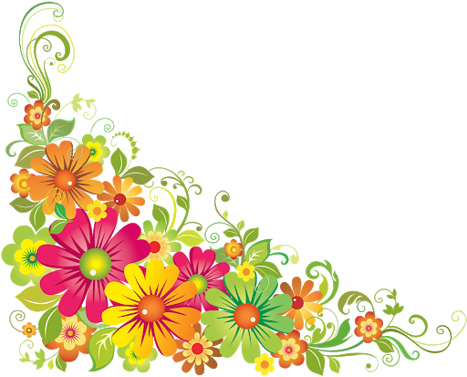 Corner Floral Decoration Transparent Png (yellow, black, salmon)