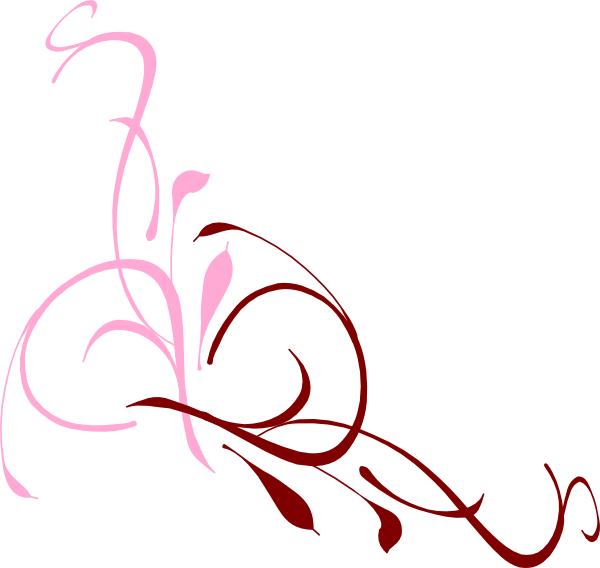 Corner Floral Swirl Png Clipart (pink, white)