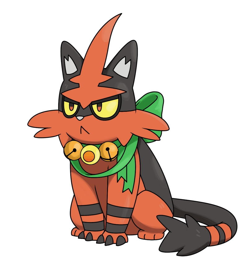 Torracat Pokemon Png File (indigo, black, gray, salmon)