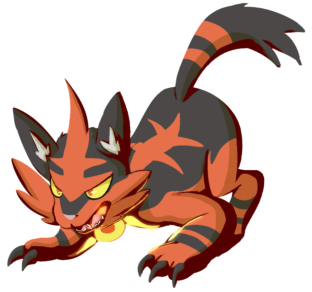 Torracat Pokemon Png Isolated Clipart (indigo, maroon, salmon, white)