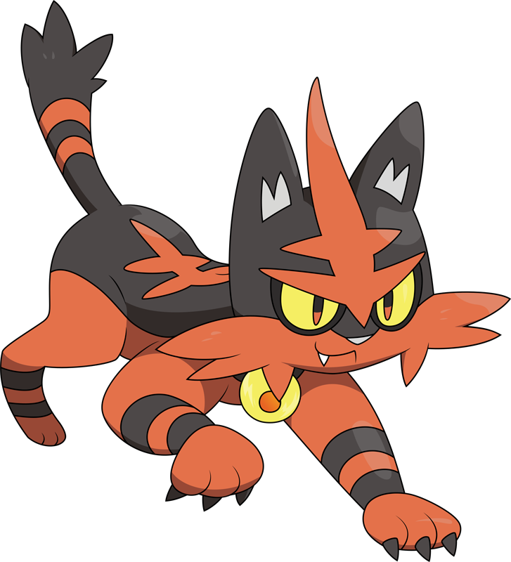 Torracat Pokemon Png Isolated Image (indigo, black, gray, salmon)