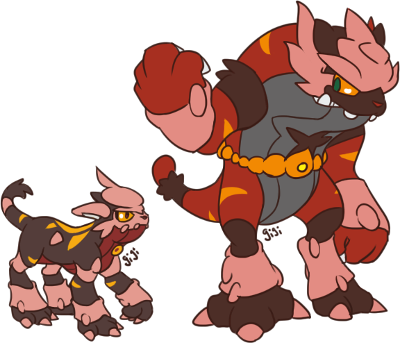 Torracat Pokemon Png (black, gray, maroon, salmon, white)