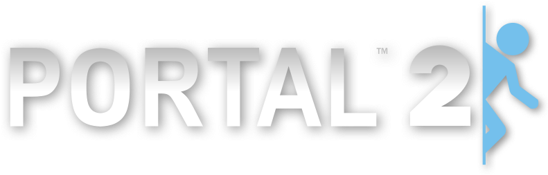 Portal 2 Logo Png Photo (gray, silver, black, white)