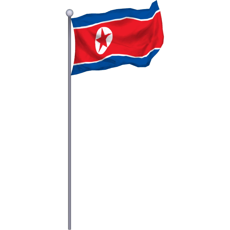 North Korea Flag Png File (teal, red, white, silver)