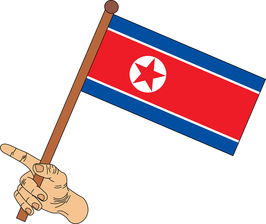 North Korea Flag Transparent (teal, white, black, red, pink)