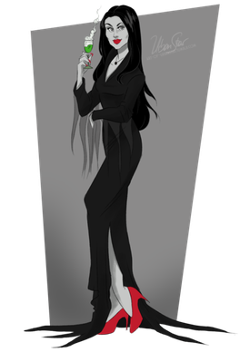 Morticia Addams Png File (gray, black)