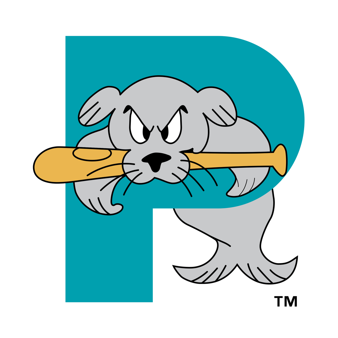 Portland Sea Dogs Png File (black, silver, salmon, teal, white)