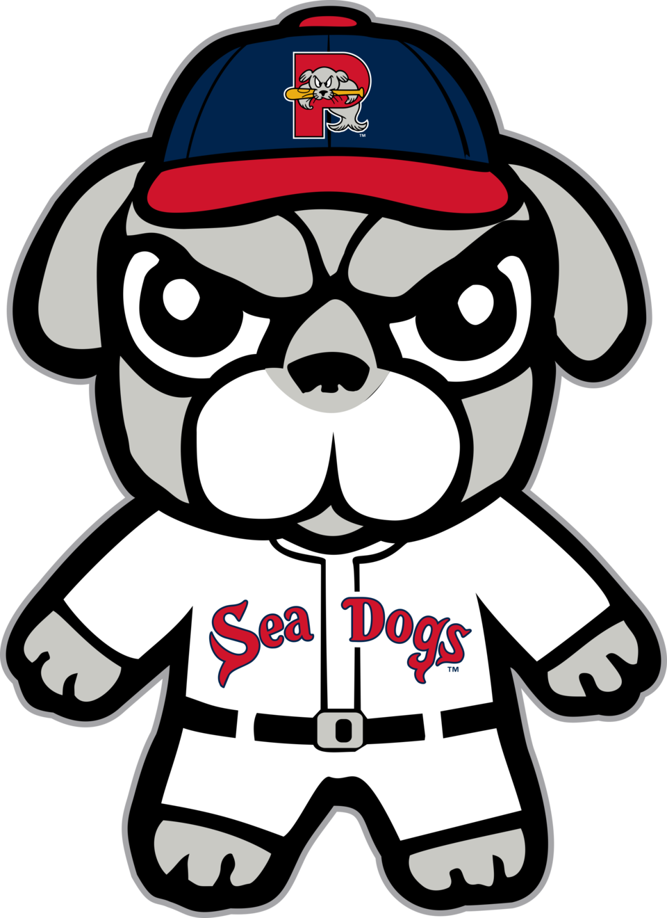 Portland Sea Dogs Png (red, navy, black, silver, white)