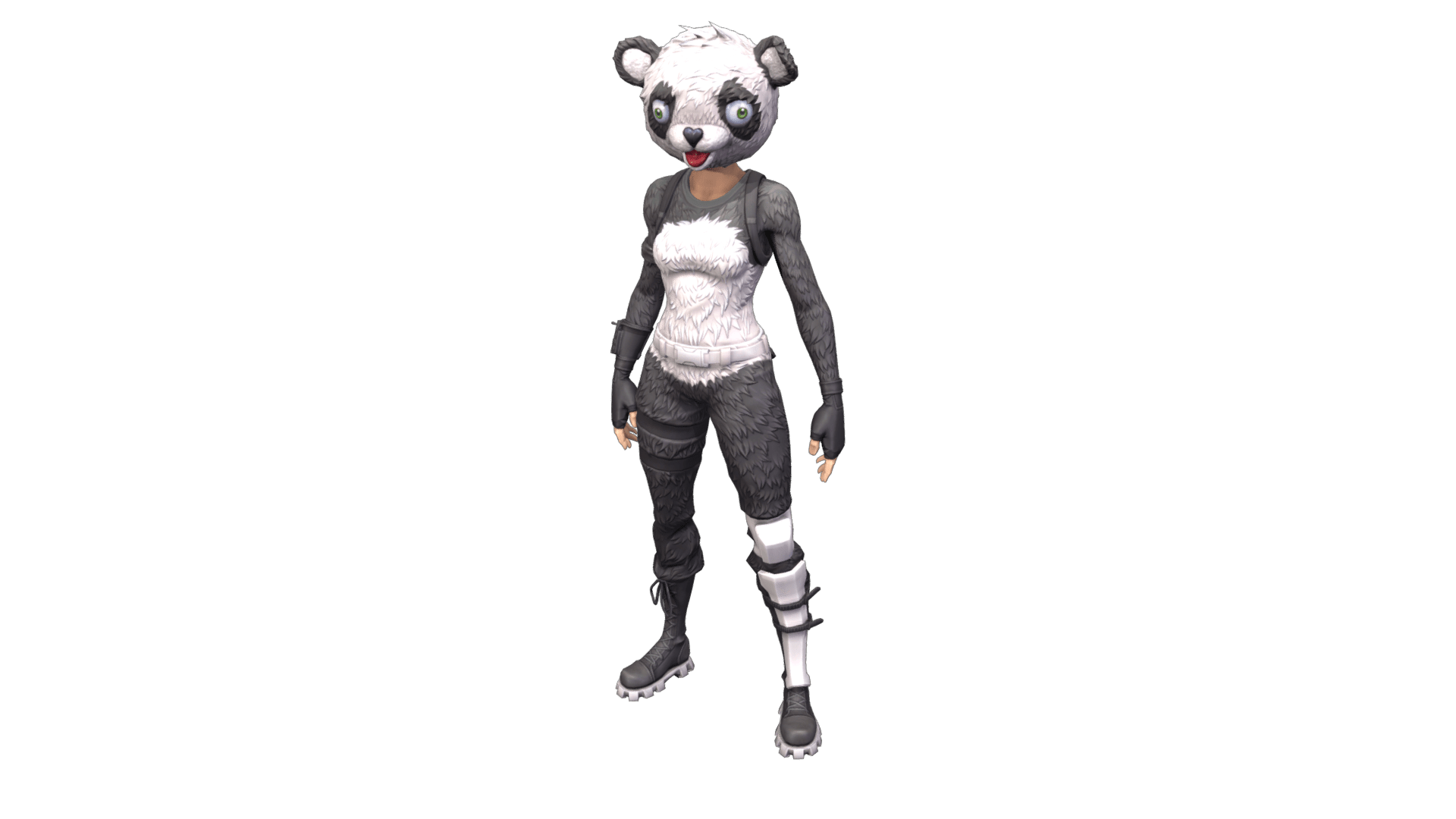 Fortnite P.A.N.D.A Team Leader Png Hd (gray, white)