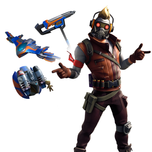 Fortnite Star Lord Outfit Png (black, white)