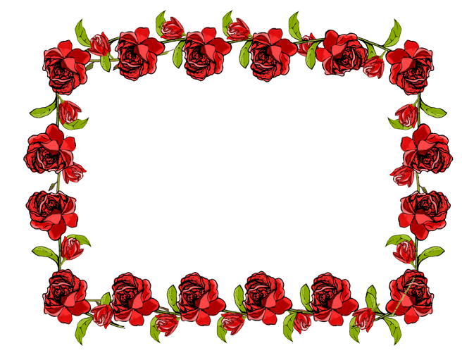 Rose Frame Png Isolated Pic (black, maroon)