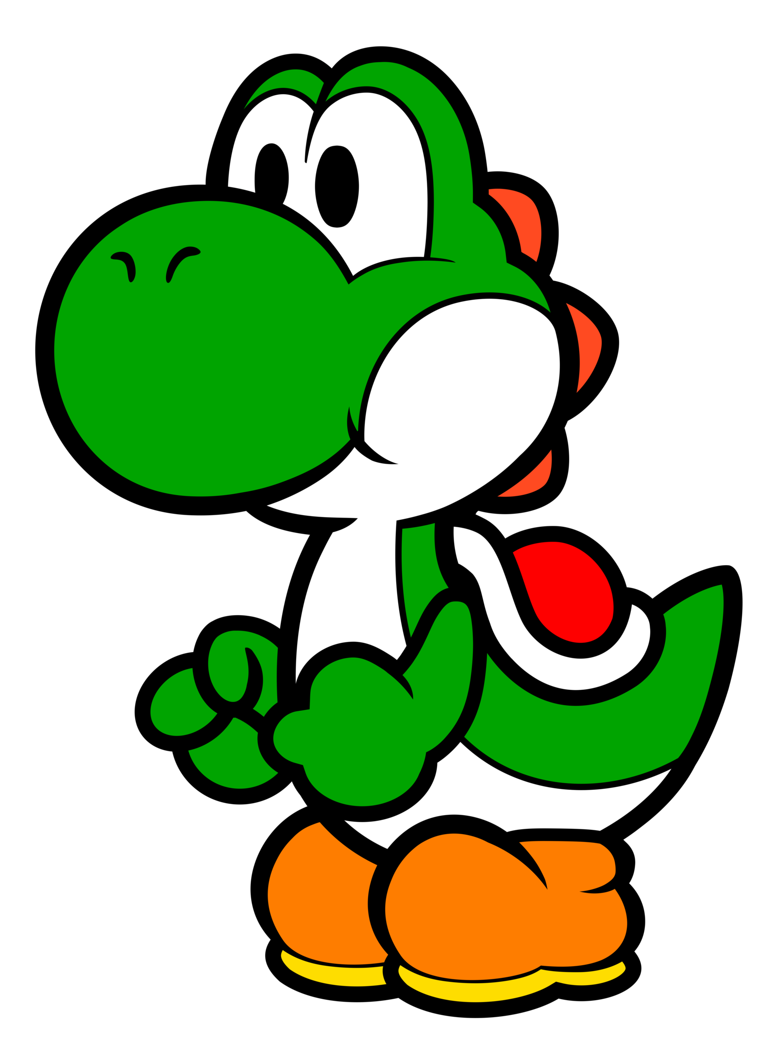 Yoshi Mario Png (black, green, orange, white)