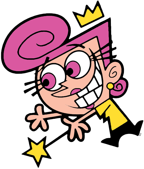 Cosmo And Wanda Png Isolated Image (pink, black, white, salmon, gold)