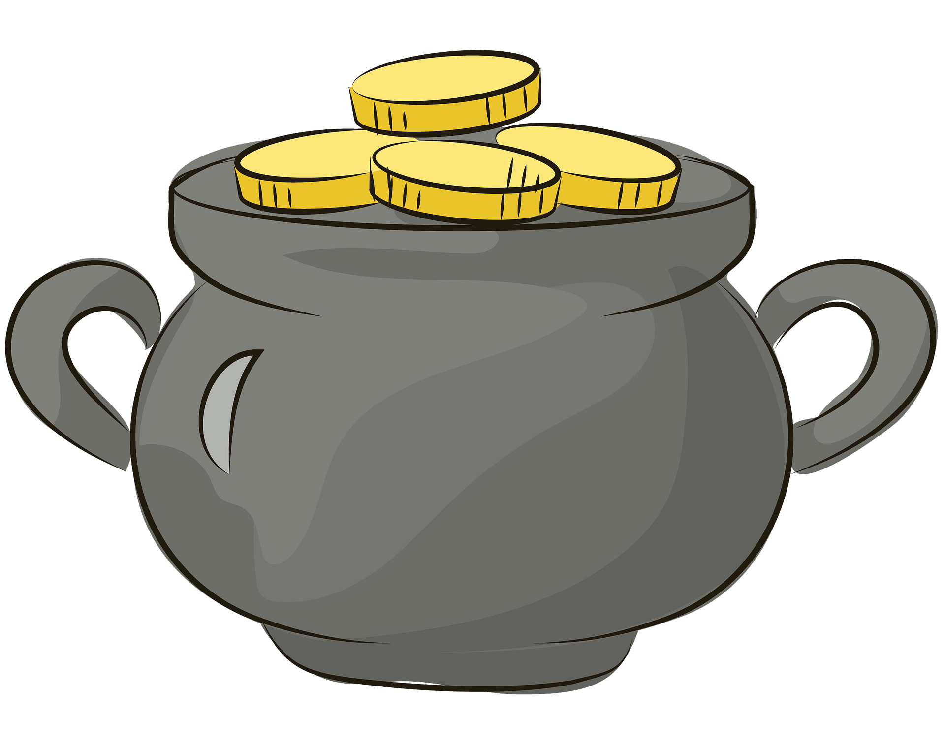 Pot Of Gold Vector Png Clipart (gray)