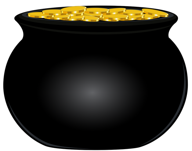 Pot Of Gold Vector Png Isolated Photos (black)