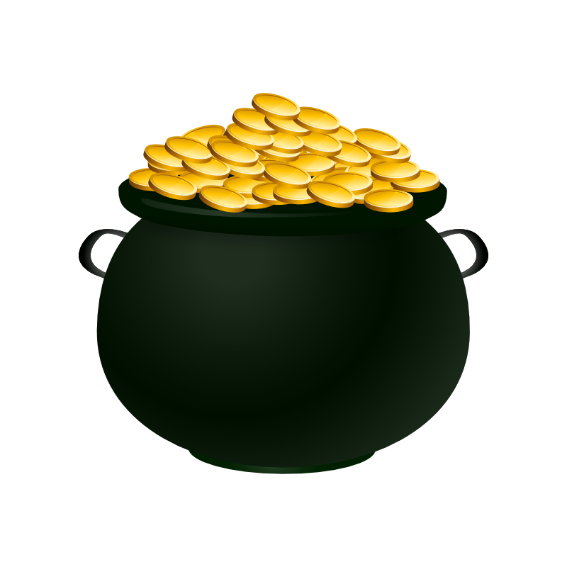 Pot Of Gold Vector Transparent Png (black, white)