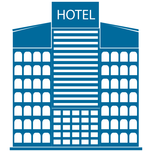 Hotel Building Transparent Background (teal, black)