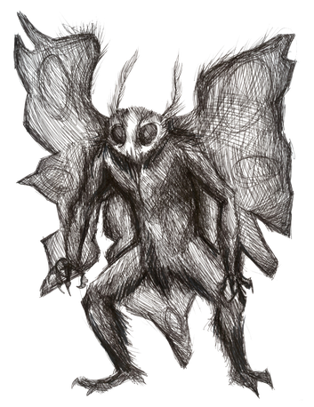 Moth Man Png Pic (silver, black, gray)