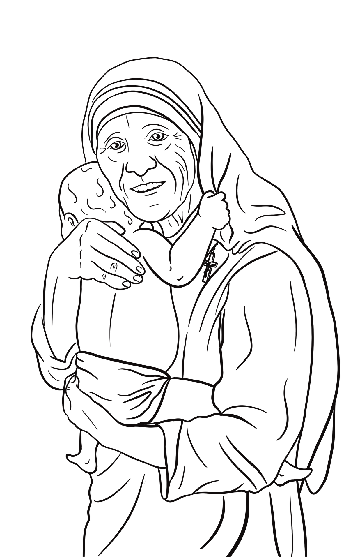 Mother Teresa Transparent Png (black)