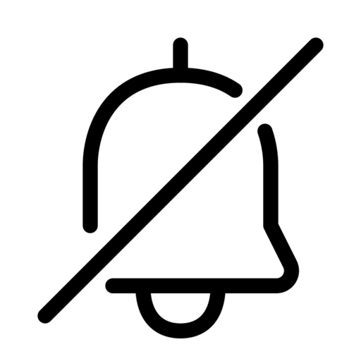 Notification Bell Off Free Png Icon (lavender, black, silver, white, gray)