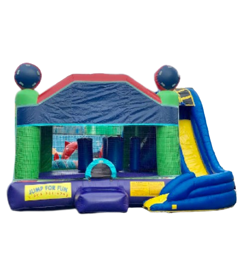 Bounce House (navy, black, teal, gray)