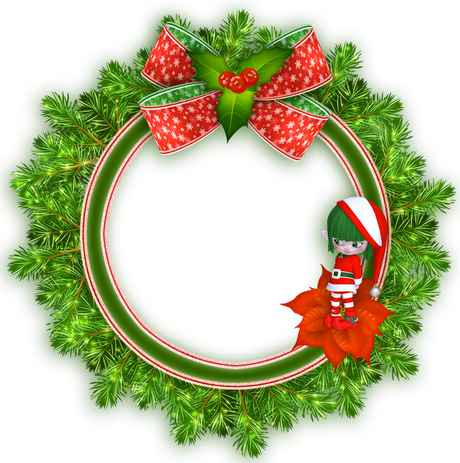 Round Christmas Frame Png Hd (black, green)