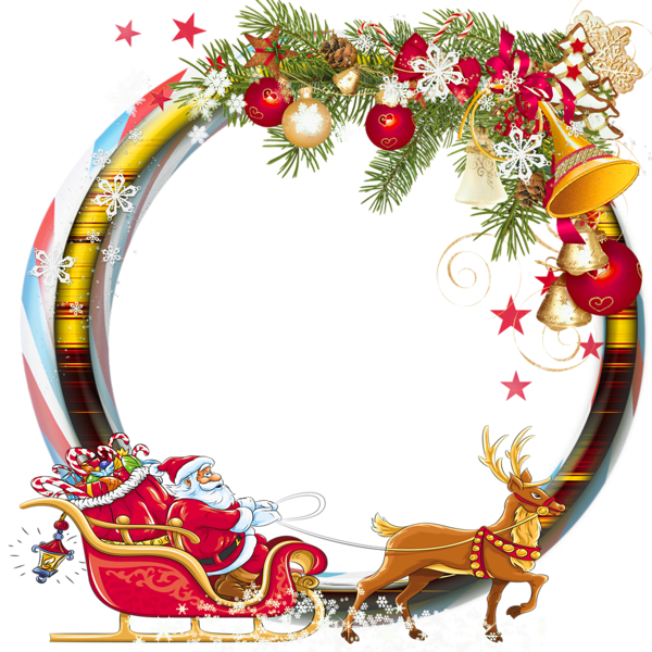 Round Christmas Frame Png Image (black)