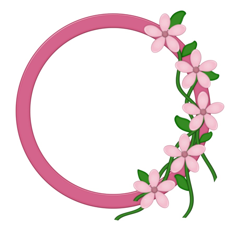 Round Floral Frame Png Image (salmon, pink, white)