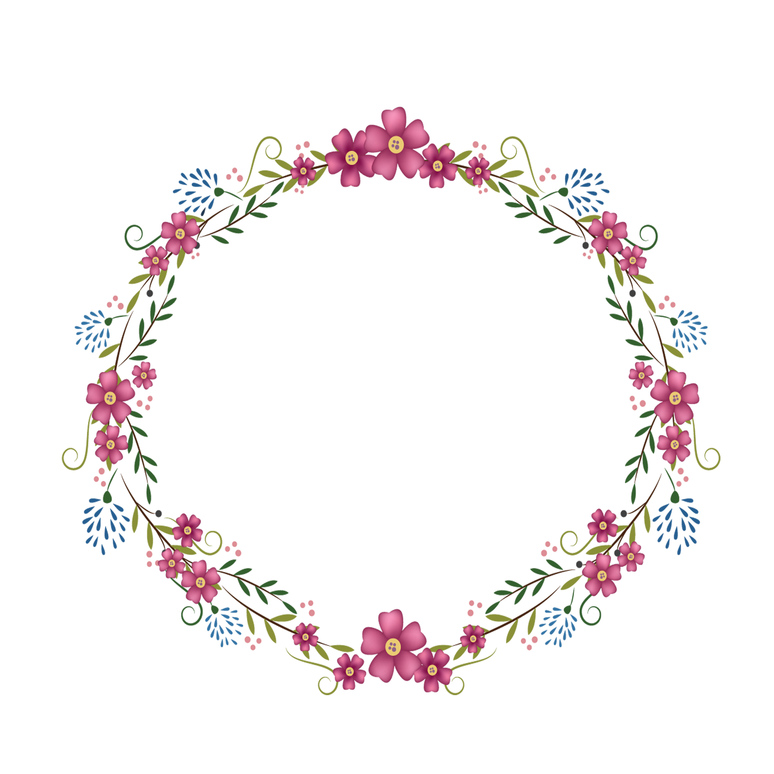 Round Floral Frame Png Pic (black)